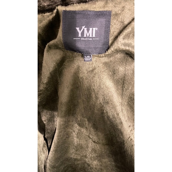 YMI Collection Olive Polyester Faux Women's Jacket Hooded L/G - Picture 6 of 7